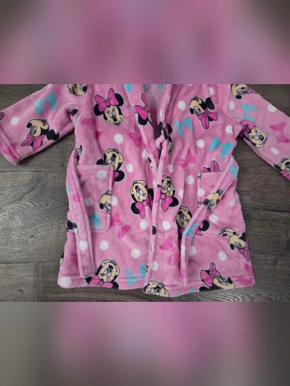 Disney Minnie Mouse Pink Robe Size 2t - Picture 3 of 4